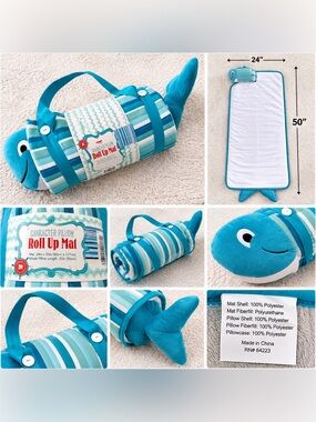 Morgan Home Whale Character Roll-Up Nap Mat with Pillow | New